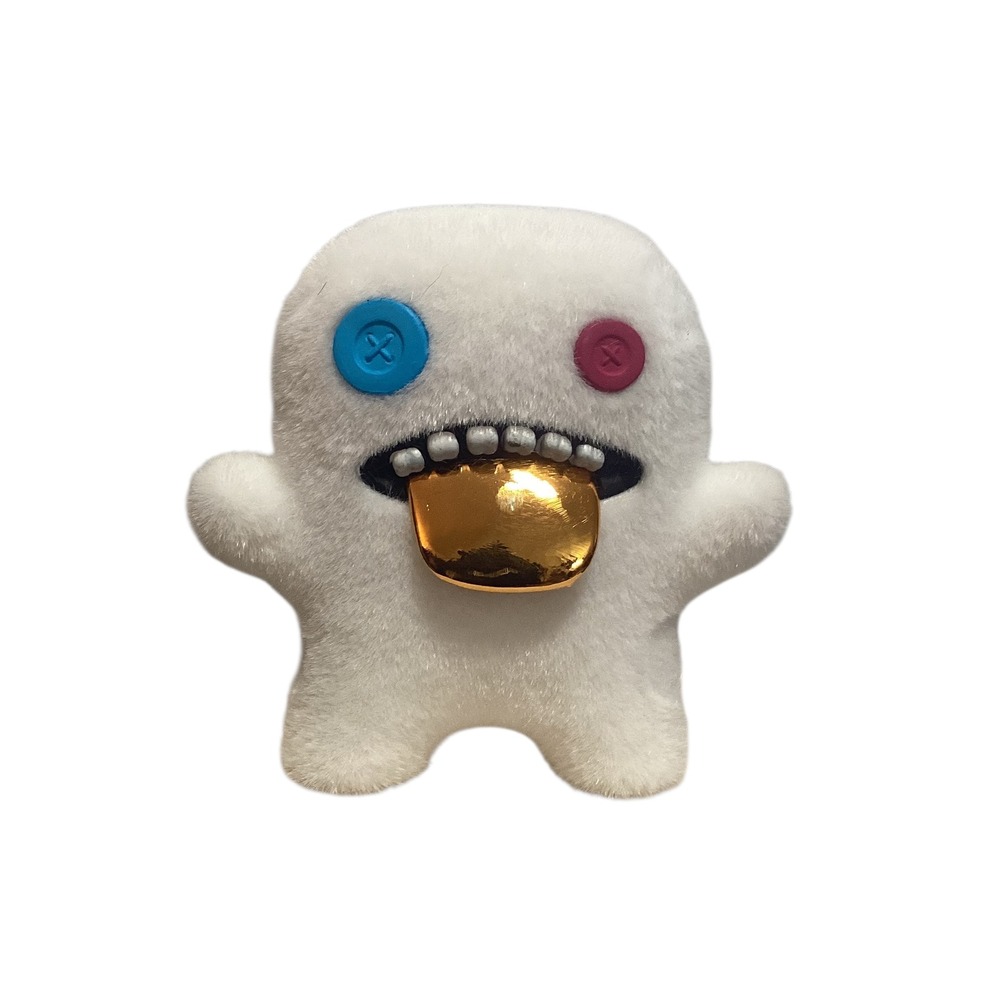Fuggler Funny Ugly Monster vinyl soft-touch flocked white body Gold Tongue 2.5"